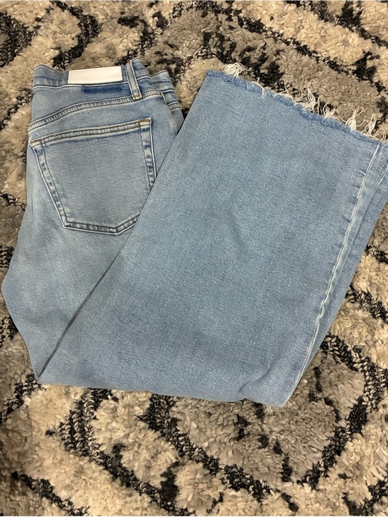 Re/Done Denim - NWOT Re/Done Light Blue High-Rise Wide Leg Jeans with Frayed Hem